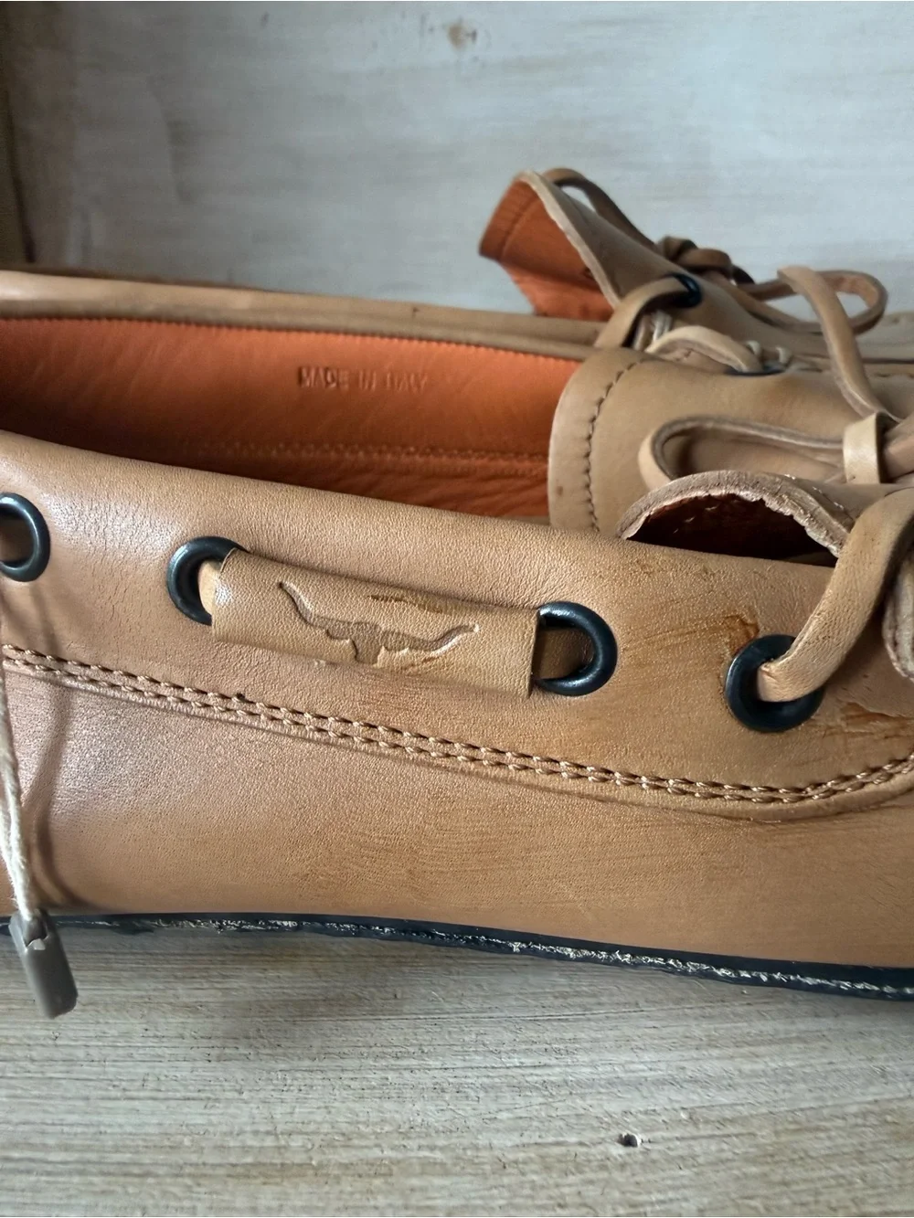 NWOT Mens Arfango Firenze Tan Leather Driving Shoe Loafer Moccasin Size 9.5/10